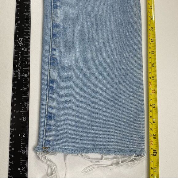 Pacsun High Rise Straight Jeans‎ Women's 24 90's Light Denim Raw Hem Button Fly - Picture 8 of 13